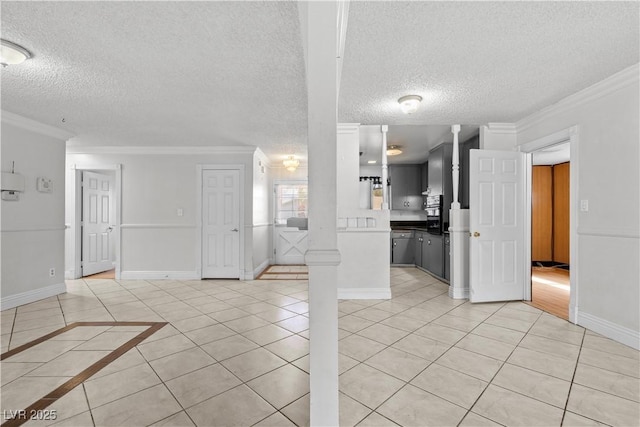5101 Churchill Ave, Las Vegas, NV 89107 - spare room with a textured ceiling, crown molding, light tile patterned floors, and baseboards