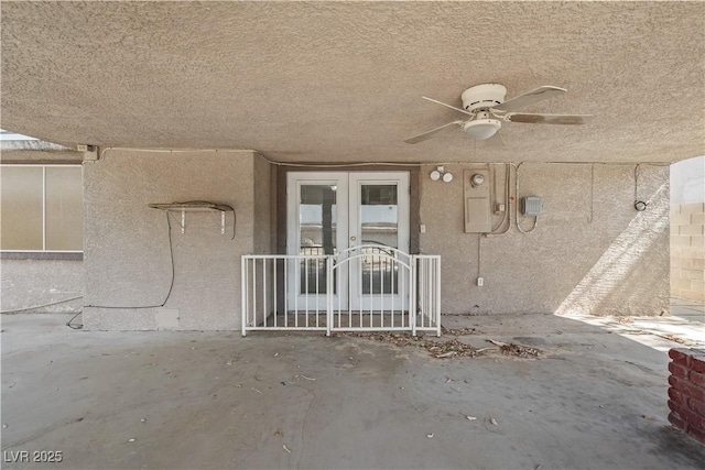 5101 Churchill Ave, Las Vegas, NV 89107 - doorway to property with french doors, stucco siding, and ceiling fan
