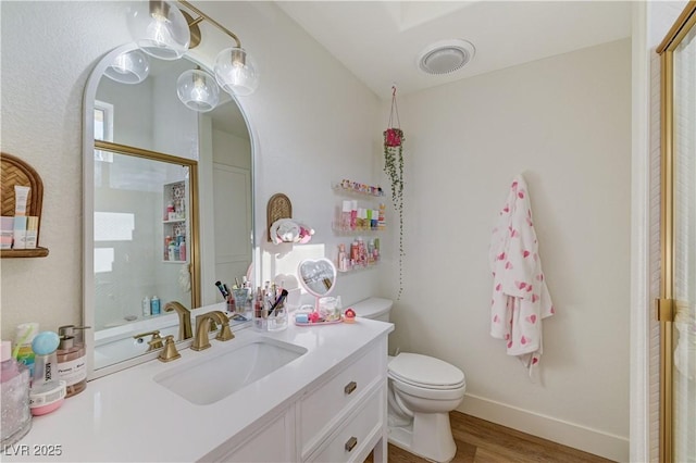 2345 Villandry Ct, Henderson, NV 89074 - full bathroom featuring wood finished floors, vanity, and an enclosed shower