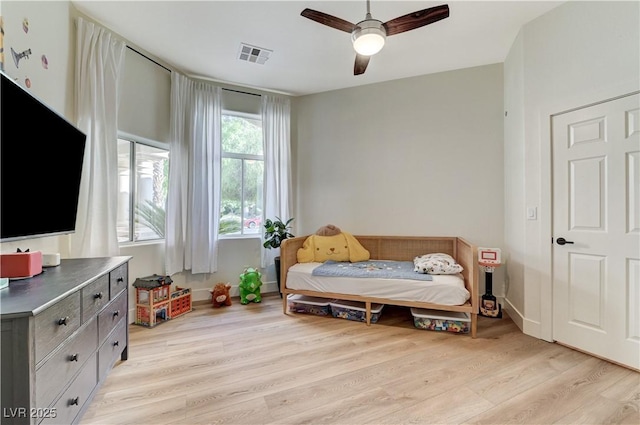 2345 Villandry Ct, Henderson, NV 89074 - bedroom featuring light wood-style flooring and a ceiling fan