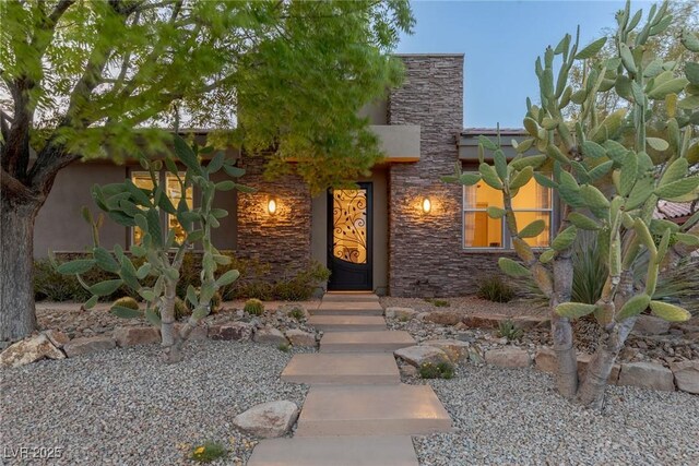 48 Panorama Crest Ave, Las Vegas, NV 89135 - property entrance with stone siding