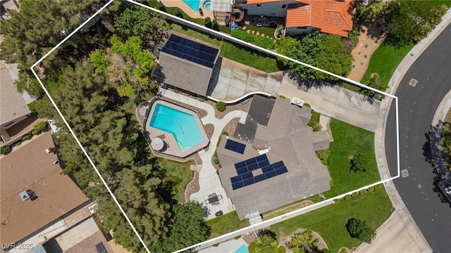 15 Pheasant Ridge Dr, Henderson, NV 89014 - aerial view of property's location featuring a pool area and property parcel outlined