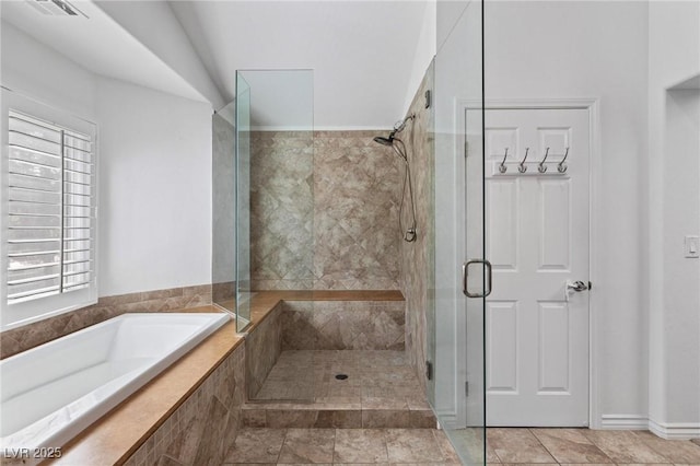 15 Pheasant Ridge Dr, Henderson, NV 89014 - full bathroom featuring a shower stall, a bath, and tile patterned floors