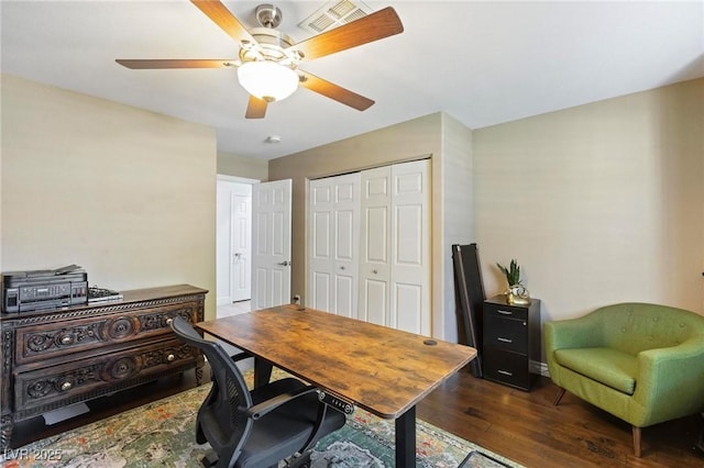15 Pheasant Ridge Dr, Henderson, NV 89014 - office featuring dark wood-type flooring and ceiling fan