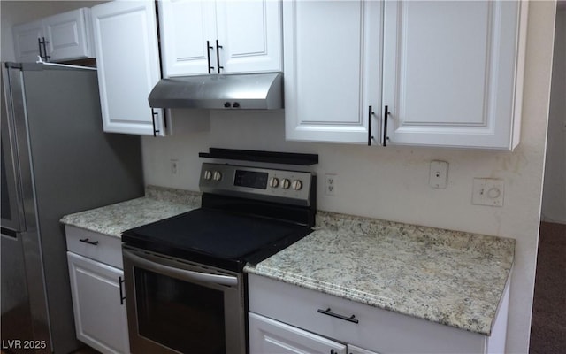 3441 Villa Way, Las Vegas, NV 89120 - kitchen with appliances with stainless steel finishes, under cabinet range hood, white cabinetry, and light stone countertops