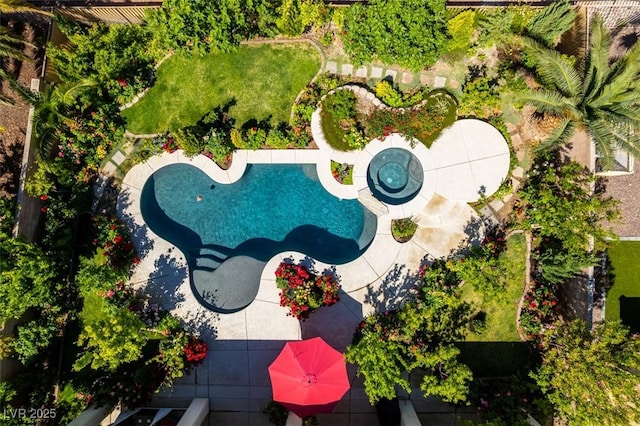 8221 Bay Dunes St, Las Vegas, NV 89131 - drone / aerial view of a pool area