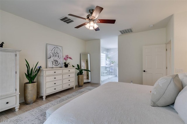 8221 Bay Dunes St, Las Vegas, NV 89131 - bedroom featuring light wood finished floors, a ceiling fan, and ensuite bath