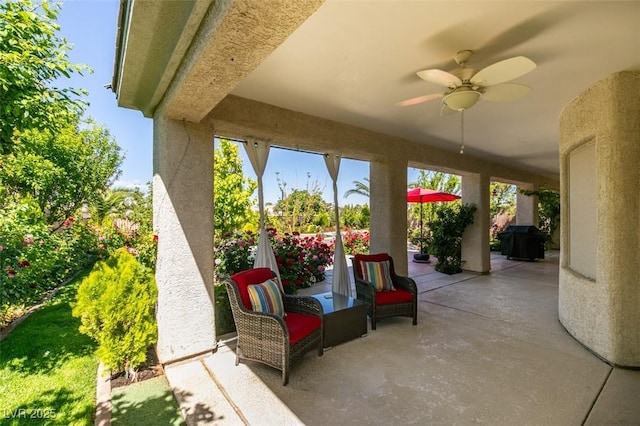 8221 Bay Dunes St, Las Vegas, NV 89131 - view of patio featuring a ceiling fan