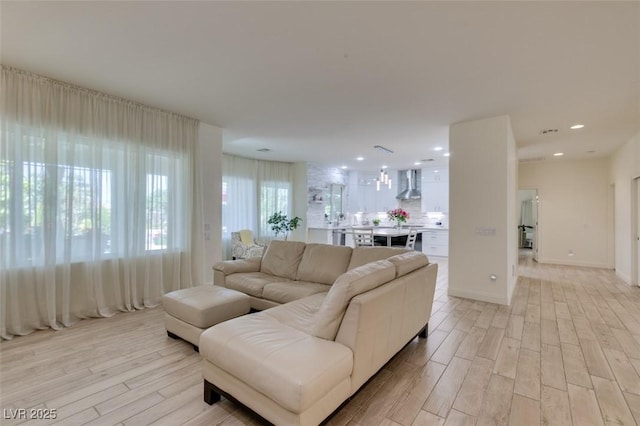 8221 Bay Dunes St, Las Vegas, NV 89131 - living room featuring light wood-type flooring and recessed lighting