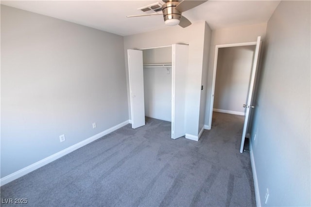 8600 W Charleston Blvd Unit 2068, Las Vegas, NV 89117 - unfurnished bedroom featuring carpet, baseboards, a closet, and a ceiling fan