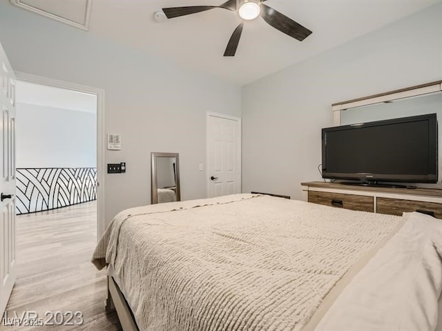 9718 Camino Capistrano Ln, Las Vegas, NV 89147 - bedroom with light wood-type flooring and a ceiling fan