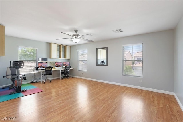 3966 Crystal Trip Ct, Las Vegas, NV 89129 - office with plenty of natural light, light wood finished floors, baseboards, and ceiling fan