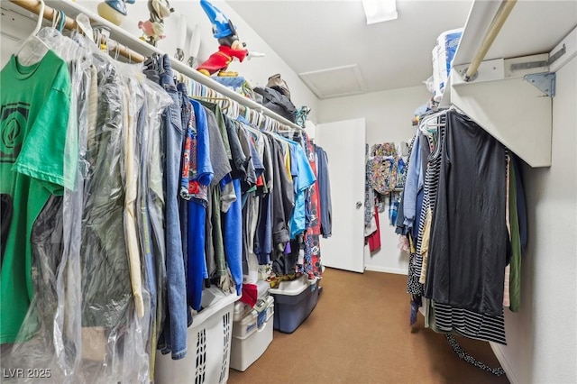 3966 Crystal Trip Ct, Las Vegas, NV 89129 - walk in closet with attic access and carpet flooring