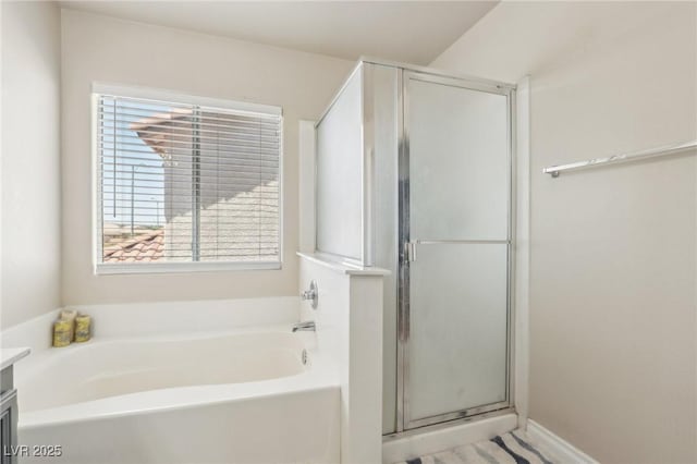 3966 Crystal Trip Ct, Las Vegas, NV 89129 - full bath with a shower stall, vanity, and a garden tub