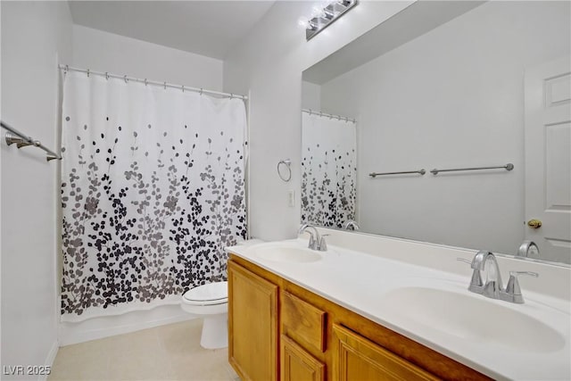 2851 Glistening Grove Ave, Henderson, NV 89052 - full bath with toilet, double vanity, and tile patterned floors