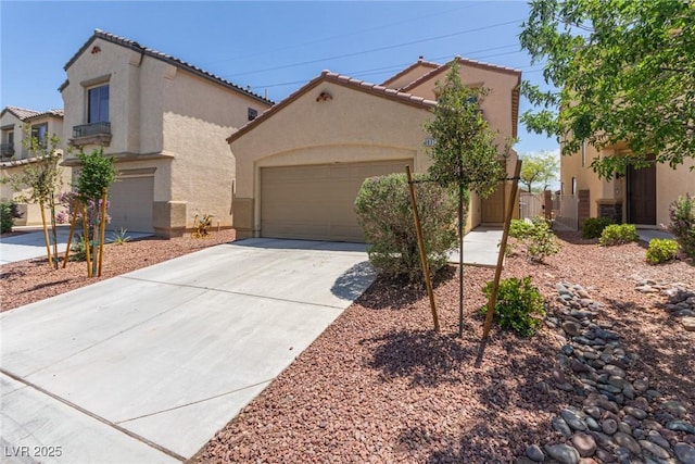 3037 Austin Pale Ave, North Las Vegas, NV 89081 - mediterranean / spanish home with stucco siding, driveway, a garage, and a tiled roof