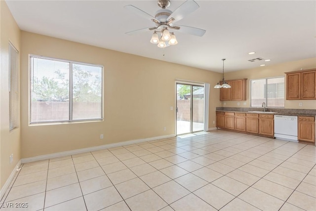 3037 Austin Pale Ave, North Las Vegas, NV 89081 - kitchen with dishwasher, a sink, ceiling fan, hanging light fixtures, and recessed lighting