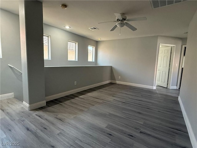 258 Bella Matese Ave, Las Vegas, NV 89183 - unfurnished room with baseboards, a ceiling fan, wood finished floors, a smoke detector, and recessed lighting