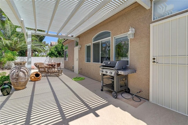9220 Evergreen Canyon Dr, Las Vegas, NV 89134 - view of patio / terrace with a pergola, grilling area, and outdoor dining space