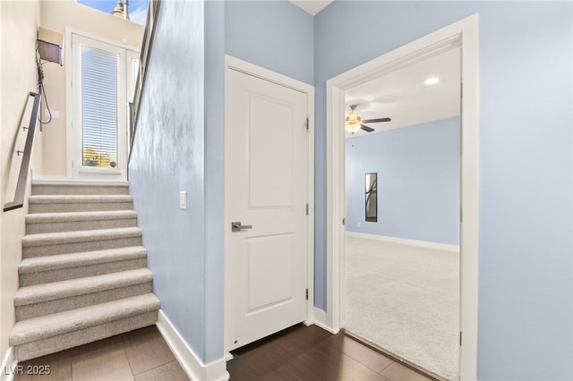 3159 Via Como, Henderson, NV 89044 - stairway with a ceiling fan and baseboards