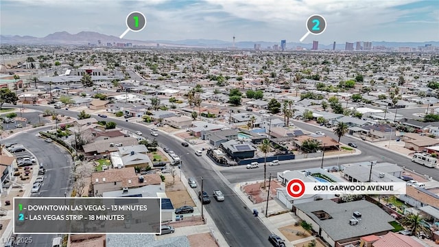 6301 Garwood Ave, Las Vegas, NV 89107 - aerial perspective of suburban area featuring a mountain backdrop