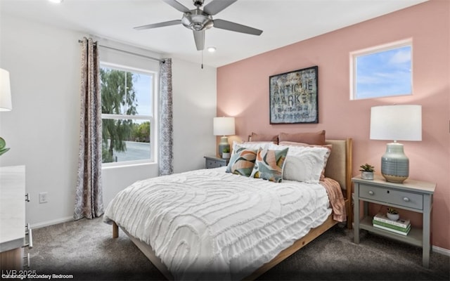 6740 Nimbus Ave Lot 10, Las Vegas, NV 89130 - carpeted bedroom with baseboards, recessed lighting, and a ceiling fan