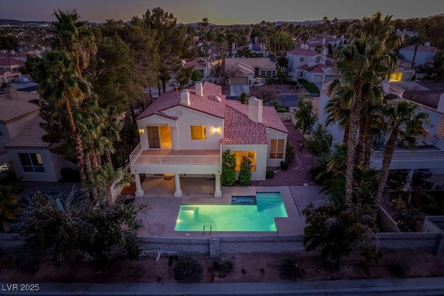2104 Inverness Dr, Henderson, NV 89074 - aerial view at dusk of view of pool area