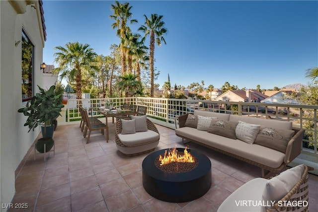 2104 Inverness Dr, Henderson, NV 89074 - view of patio / terrace featuring an outdoor living space with a fire pit