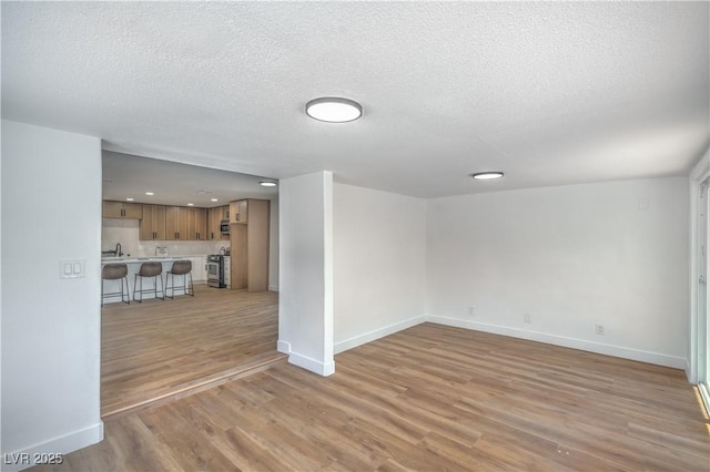 5279 Consul Ave, Las Vegas, NV 89142 - unfurnished room with baseboards, a textured ceiling, light wood finished floors, a sink, and recessed lighting