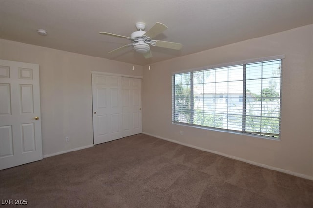 1220 Padre Serra Ln, Las Vegas, NV 89134 - unfurnished bedroom featuring carpet flooring, baseboards, a closet, and ceiling fan