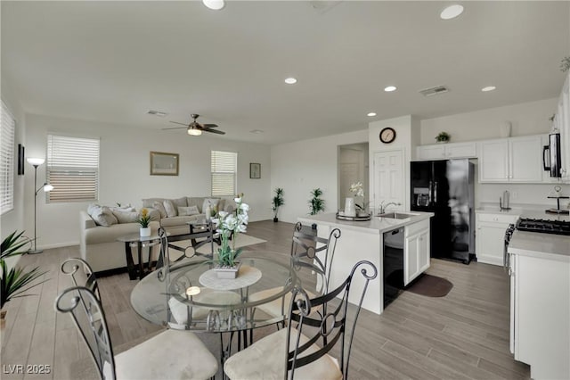 10345 Zebra Swallowtail St, Las Vegas, NV 89141 - dining area with a ceiling fan, light wood-style flooring, and recessed lighting