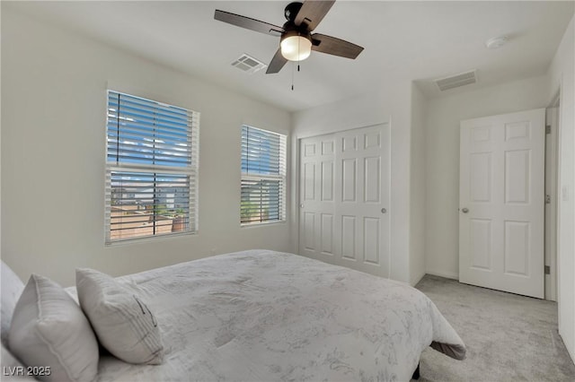 10345 Zebra Swallowtail St, Las Vegas, NV 89141 - bedroom featuring light colored carpet, a closet, ceiling fan, and baseboards