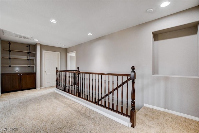 405 Prairie Moon Ave, North Las Vegas, NV 89084 - corridor featuring an upstairs landing, carpet, and recessed lighting
