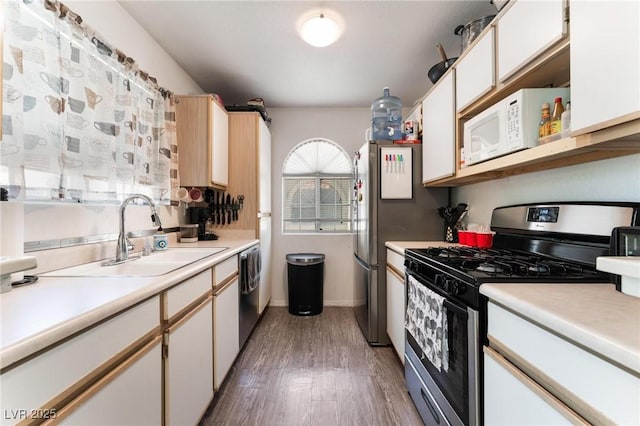 3420 Winterhaven St Unit 202, Las Vegas, NV 89108 - kitchen featuring stainless steel appliances, a sink, light countertops, and wood finished floors