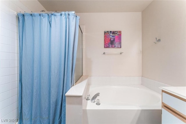 3420 Winterhaven St Unit 202, Las Vegas, NV 89108 - full bathroom with a bath, vanity, and curtained shower