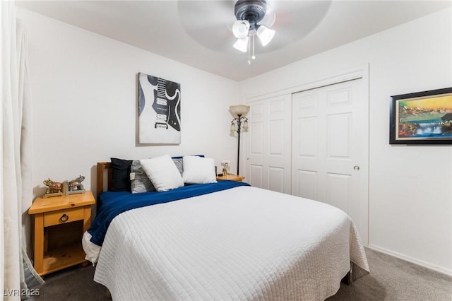 3420 Winterhaven St Unit 202, Las Vegas, NV 89108 - carpeted bedroom featuring a closet, baseboards, and ceiling fan
