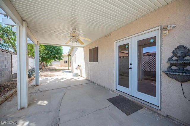 4409 Rosebank Cir, Las Vegas, NV 89108 - view of patio / terrace with a ceiling fan and french doors
