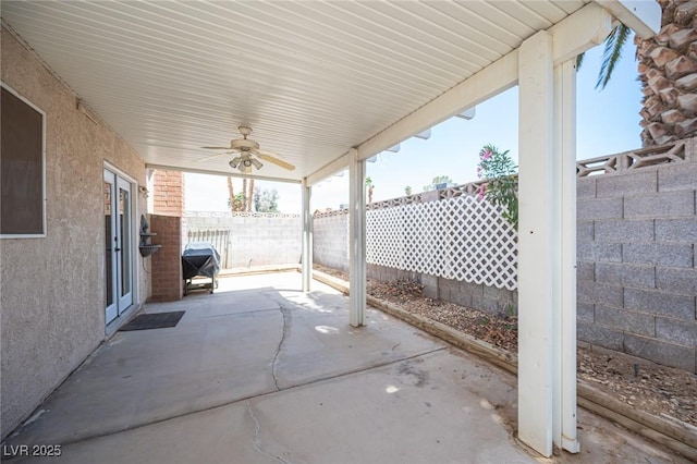 4409 Rosebank Cir, Las Vegas, NV 89108 - fenced backyard featuring a ceiling fan and a patio