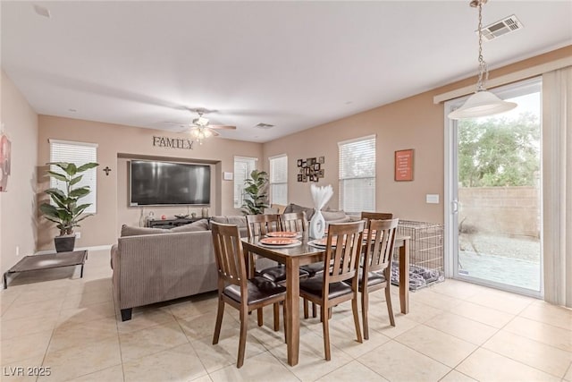 6954 Jacksboro Ct, North Las Vegas, NV 89084 - dining space with a ceiling fan and light tile patterned floors
