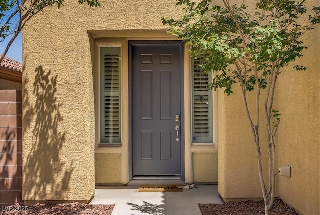 6440 Bristlebird St, North Las Vegas, NV 89084 - property entrance featuring stucco siding