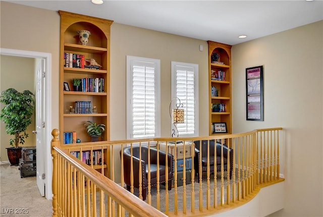 6440 Bristlebird St, North Las Vegas, NV 89084 - hall featuring carpet floors and an upstairs landing