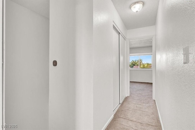 6445 Ironbark Ln, Las Vegas, NV 89107 - hall featuring a textured ceiling, carpet floors, and a textured wall