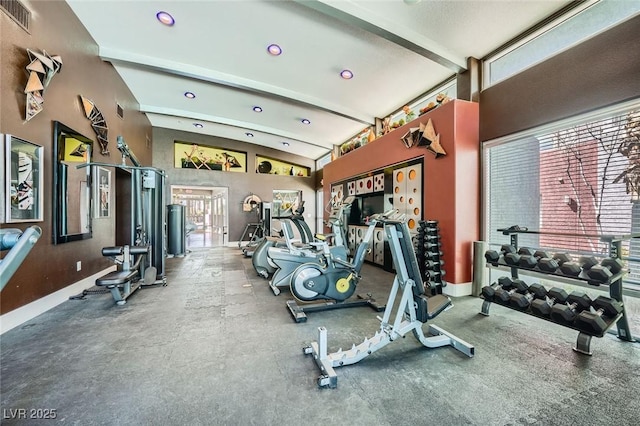 9050 W Tropicana Ave Unit 1015, Las Vegas, NV 89147 - gym with baseboards and recessed lighting