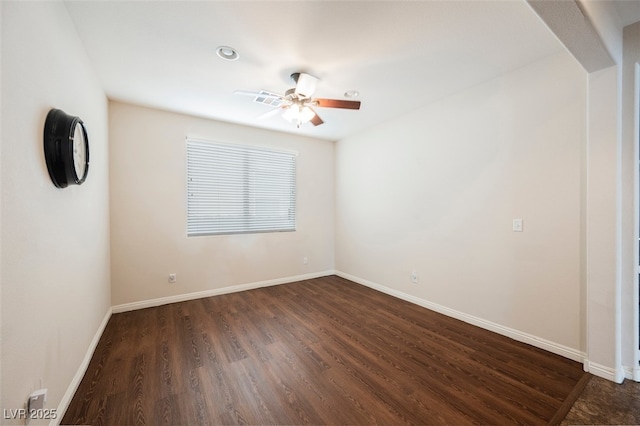 132 Soaring Sky Ave, Henderson, NV 89011 - spare room with a ceiling fan, dark wood finished floors, baseboards, and recessed lighting