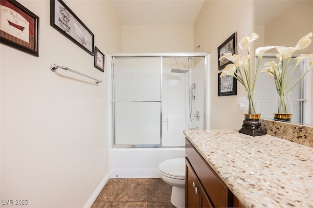 132 Soaring Sky Ave, Henderson, NV 89011 - bathroom with vanity, toilet, and combined bath / shower with glass door