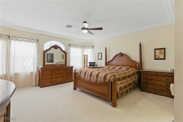 9785 Turtle Head Ct, Las Vegas, NV 89117 - carpeted bedroom featuring ceiling fan and ornamental molding