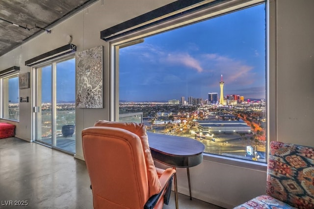 900 Las Vegas Blvd Unit 1208, Las Vegas, NV 89101 - dining space featuring a view of city and finished concrete flooring