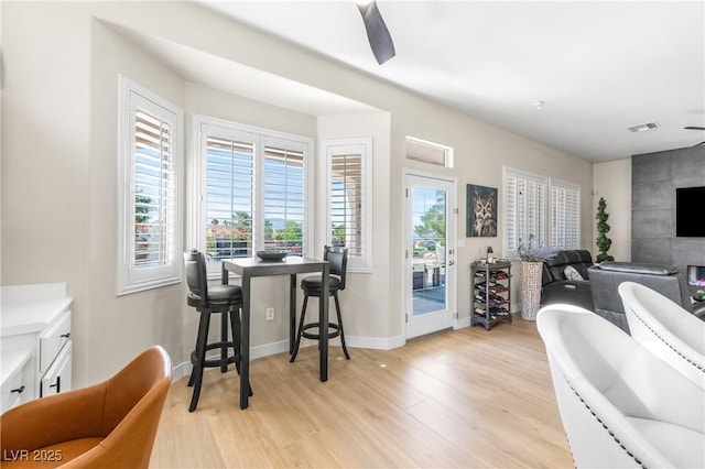 10504 Button Willow Dr, Las Vegas, NV 89134 - living area featuring plenty of natural light, light wood finished floors, ceiling fan, and baseboards