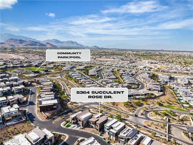 5364 Succulent Rose Dr, Las Vegas, NV 89135 - aerial overview of property's location with mountains and nearby suburban area