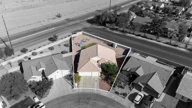 1079 Oak Shade Ln, Henderson, NV 89015 - aerial view of residential area with property boundaries highlighted